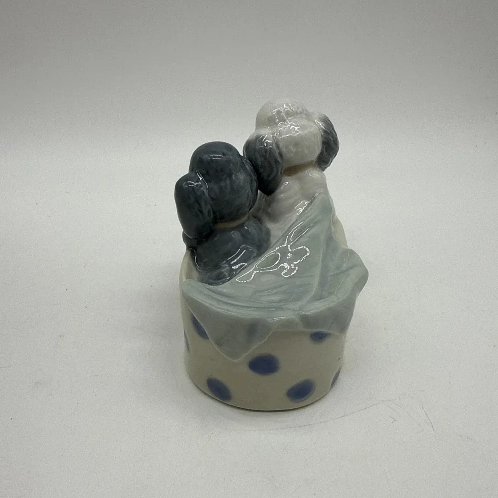 Nao by Lladro Poodles & Dots Figurine Dogs #1082 Blue White 3